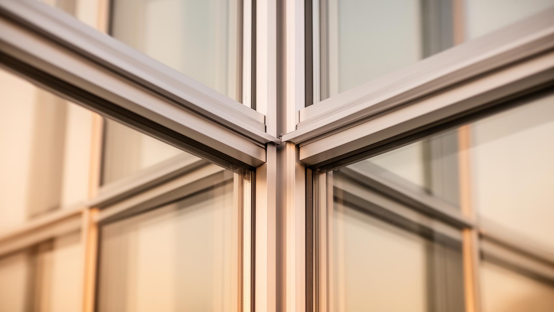 Aluminum and glass facade detail